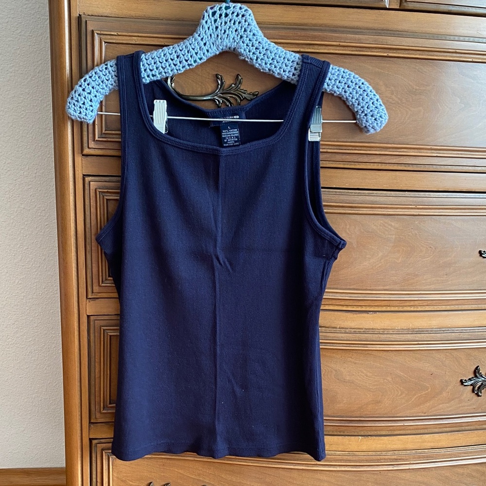 The Limited Navy Ribbed Sleeveless Tank